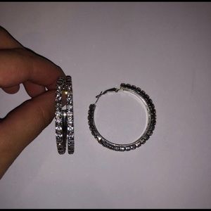 Jewelry: Double Faux Diamond Hoop Earrings